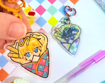 Holographic Studio Ghibli Crepe Acrylic Charm Keychain - Soot Sprites Howl Pendragon Makkuro-Kurosuke –