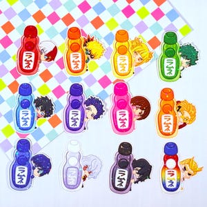My Hero Academia Ramune Vinyl-Aufkleber - Izuku Bakugou Eraserhead Hawks Allmight Shouto und Himiko -