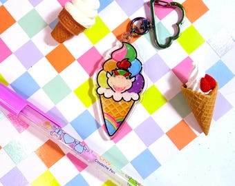 Llavero acrílico holográfico de helado Super Marii - Bowser Jr.