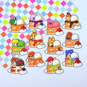 "Nintendo Souffle ""Pancake"" Holo Vinyl Sticker - Yoshi Mewtu Kirby Link Isabell Sticker"
