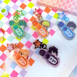 Holographic My Hero Academia Ramune Acrylic Charm Keychain - Katsuki Dabi Deku Izuku –