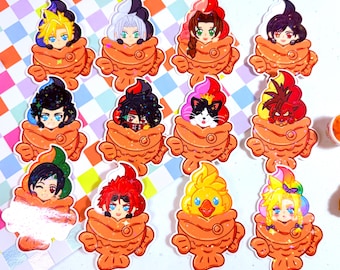 Adesivi in vinile olografici di Final Fantasy VII Taiyaki - Cloud, Sephiroth, Zack, Aerith, Tifa, Chocobo –