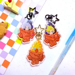 Holographic Final Fantasy VII Taiyaki Acrylic Charm Keychain - Sephiroth, Cloud, Chocobo–
