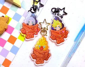 Llavero acrílico holográfico Taiyaki de Final Fantasy VII: Sephiroth, Nube y Chocobo