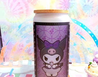 Vaso de cristal morado Kuromi