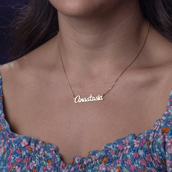 14K Gold Plated Name Necklace Sterling 