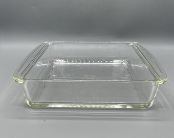 Vintage Pyrex #222 8-Inch Clear Handled Square Baking Casserole Brownie Dish