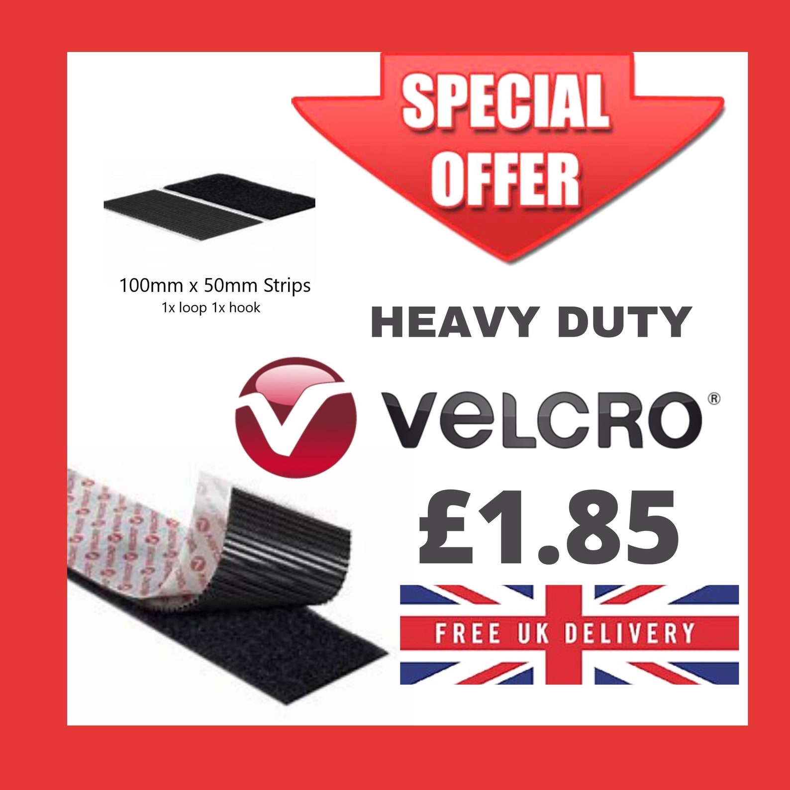 Velcro strips tape heavy duty industrial 100mm x 50mm Hook Etsy