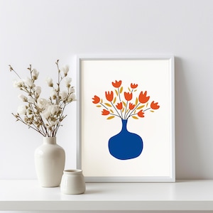 Cartel de florero azul.