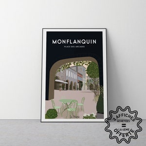 Cartel de Monflanquin, la plaza de Lot-et-Garonne