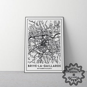 Póster de un mapa de Brive-la-Gaillarde en Corrèze