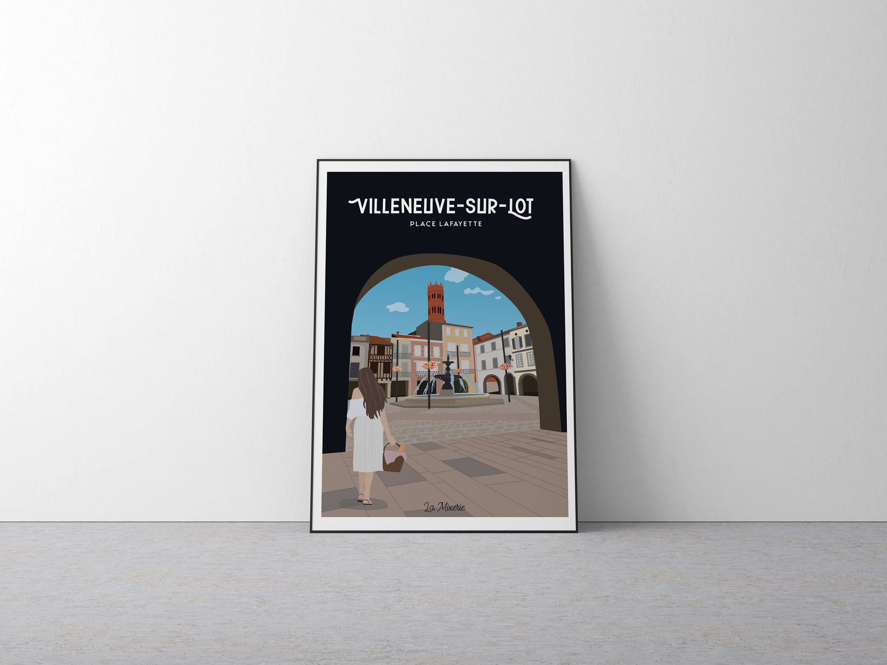 Affiche Villeneuve-Sur-Lot Place Lafayette 30x40 cm