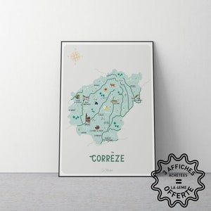 Póster de un mapa ilustrado de Corrèze