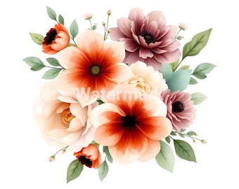 Vintage Botanical Country Garden Flowers Clipart