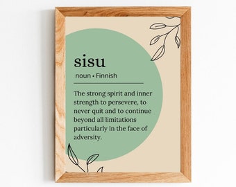 Sisu, arte de pared imprimible con dicho finlandés