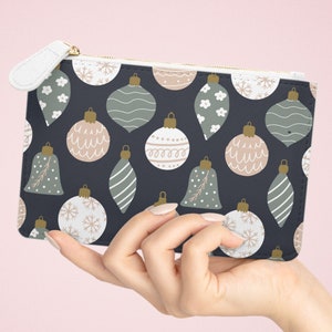 Bolso clutch navideño, billetera de cuero vegano, tarjetero con cremallera, billetera para teléfono, regalo de mamá, adornos navideños, Papá Noel secreto, relleno de medias