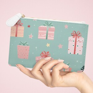 Bolso Clutch Navideño, Cartera De Cuero Vegano, Tarjetero Con Cremallera, Cartera Para Teléfono, Papá Noel Secreto, Relleno De Medias, Cajas De Regalo De Navidad, Regalos