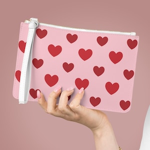 Cartera de San Valentín, Pulsera, Cartera de piel sintética, Corazones, Titular de la tarjeta con cremallera, Cartera del teléfono, Día de San Valentín, Monedero de embrague, Regalos para las mujeres