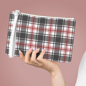 Tartan Wallet, Plaid Wristlet, Preppy Clutch Bag, Christmas Tartan, Fall Purse, Zip Pouch, Faux Leather Wallet,Phone Wallet, Gifts For Women