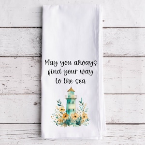 Find Your Way To The Sea Tea Towel, Dish Towels, Beach House Decor, Kitchen Towel, Decorative Towels, Beach Lover, Nautical, Lighthouse
