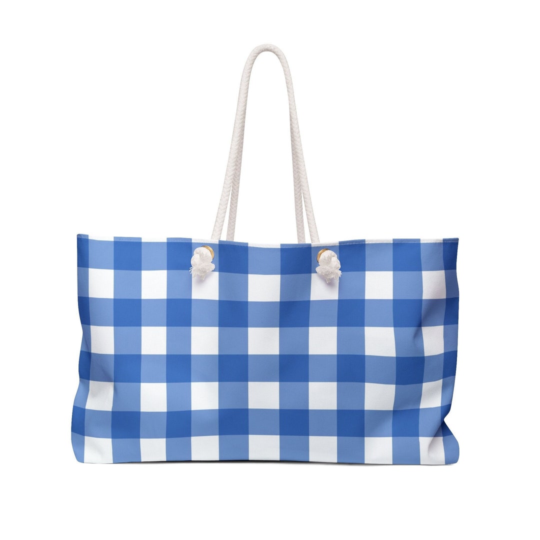 Loki Gingham Ruffle Duffle Weekender Bag, Blue main image 1