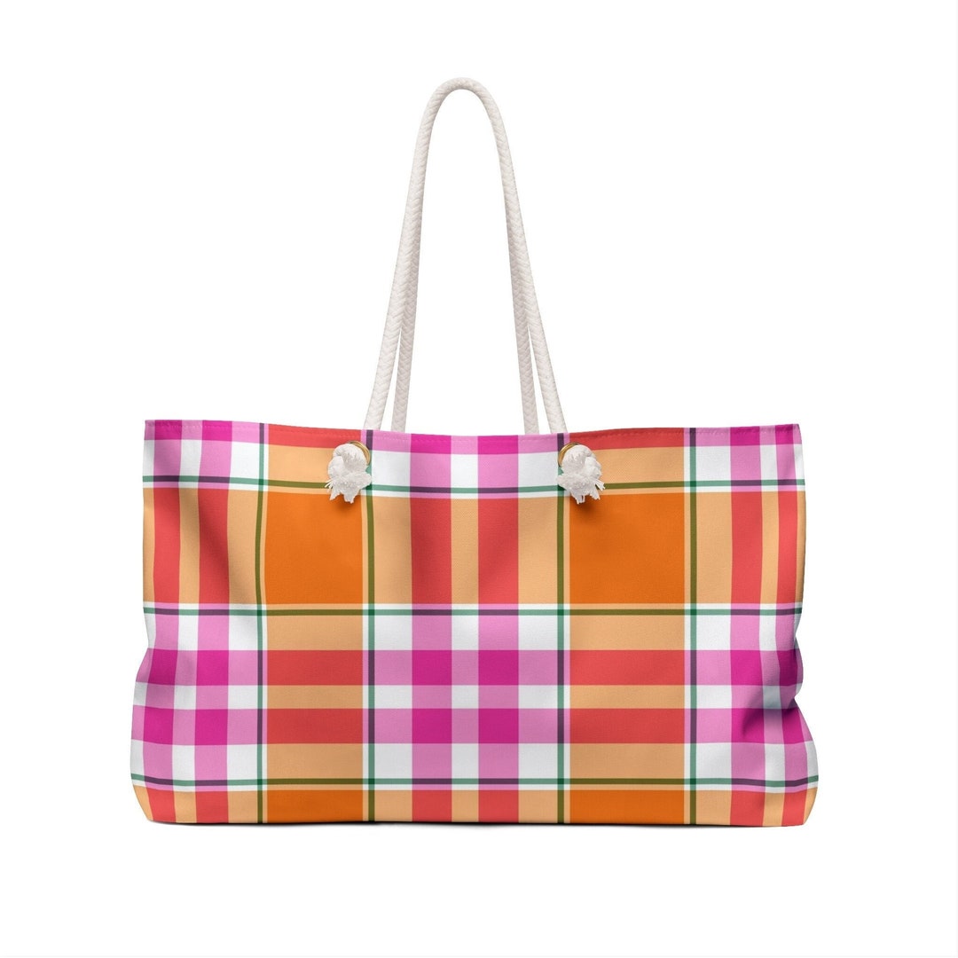 Plaid Weekend Tote Bag with Pouch main image 1