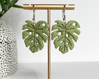 Monstera Earrings, Jungle Leaf Earrings, Plant Lover Gift, Leaf Earrings, Tropical Earrings, Plant Earrings, Houseplant Earrings