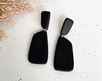 Black Earrings, Black Dangly Earrings, Black Statement Earrings, Boho Earrings, Bohemian Earrings, Polymer Clay Earrings, Fancy Earrings