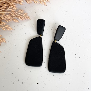 Black Earrings, Black Dangly Earrings, Black Statement Earrings, Boho Earrings, Bohemian Earrings, Polymer Clay Earrings, Fancy Earrings