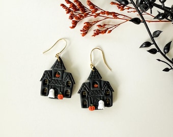 Haunted House Earrings - Halloween Dangles