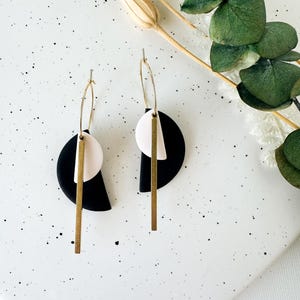 Geometric Hoop Earrings: Handmade Polymer Clay Boho Earrings