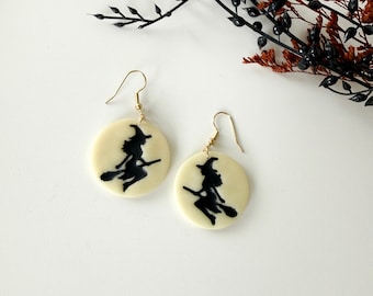 Witch Earrings - Glow in the Dark Moon Halloween Dangles