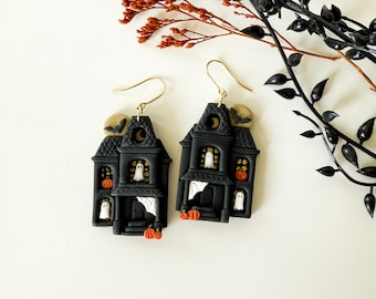 Haunted House Earrings - Halloween Statement Dangles