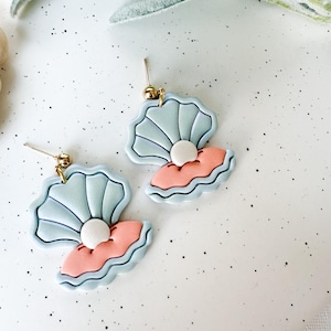 Mermaid Shell Earrings: Polymer Clay Coastal Jewelry