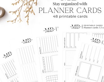 48 Printable Planner Cards Vertical Pocket cards Wallet Cards