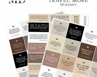 Travel more - quotes Printable Planner and Bujo Stickers, Print and cut stickers