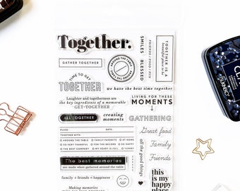 Together - Clear stamp set 6x8 Inch sheet A5 for scrapbooking, planners, travel journals, bullet journals and more