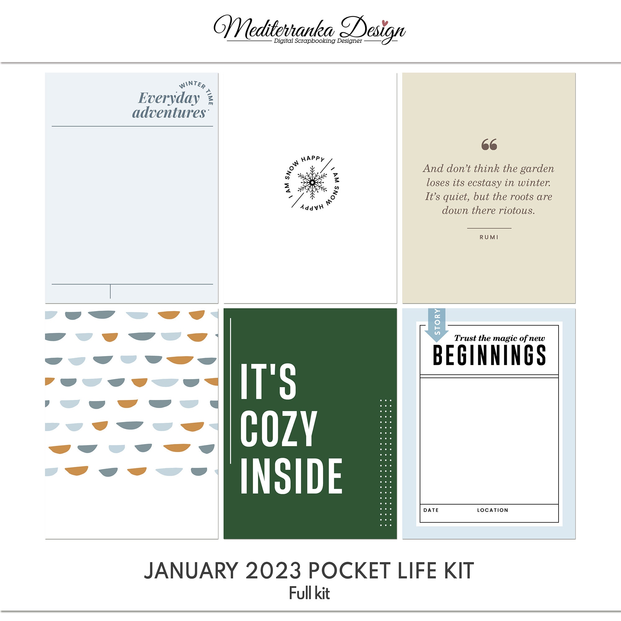 January 2023 Pocket Life Kit Project Life Cards Printable Etsy