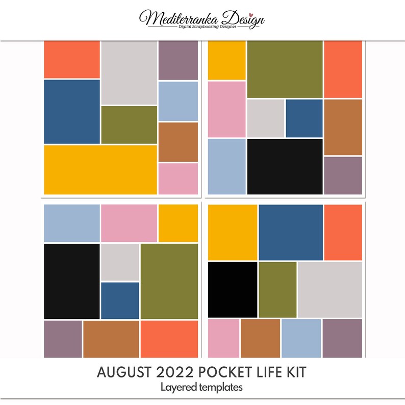 August 2022 Pocket Life Kit Digital Project Life Cards 3x4 Etsy
