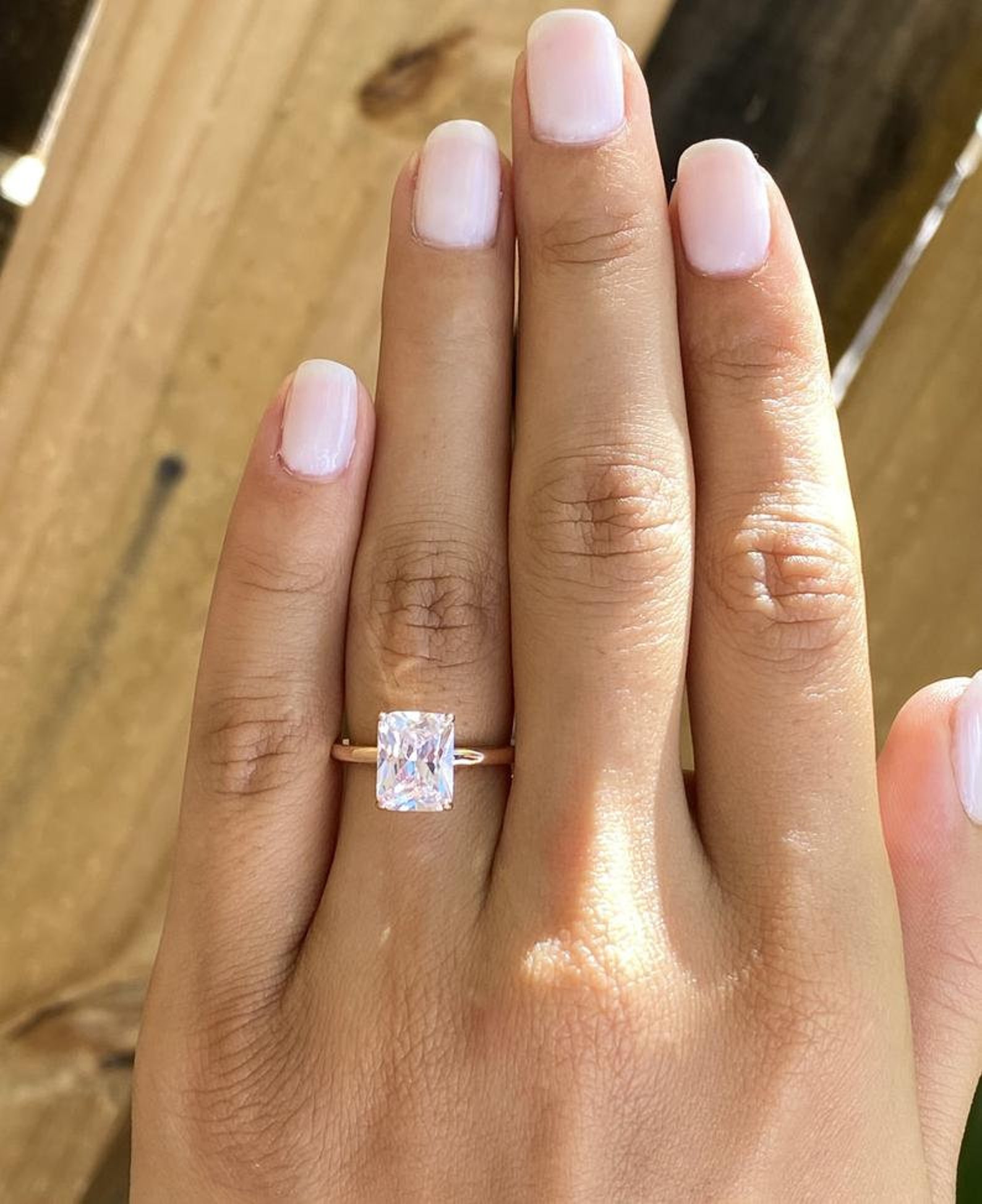 2 Ct Rose Gold Radiant Cut Engagement Ring. Diamond Simulant. Etsy