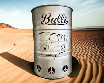 Feuertonne Bulli  (200L mit Deckel , 88cm hoch und 58cm im Durchmessser, ECHTE Handarbeit!)