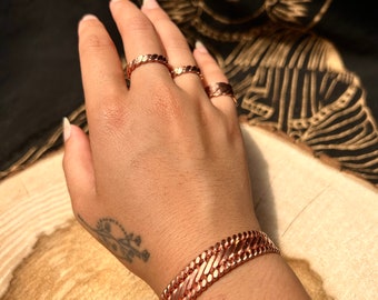 Sacred Stackable Copper Tensor Rings Open-ended - Hand Hammered - Healing - Enhance Vitality & Energy Flow - Anti-Inflammatory - Pain Relief