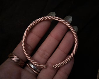 Sacred Copper Tensor Bracelet - 144Mhz Cubit - Pure Copper Healing Jewellery - Elegant Twist