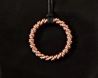 1/8 Ra-Mu Lemurian Copper Tensor Ring Pendant - 404mhz Frequency - Double Twist - DNA Repair and Activation tool