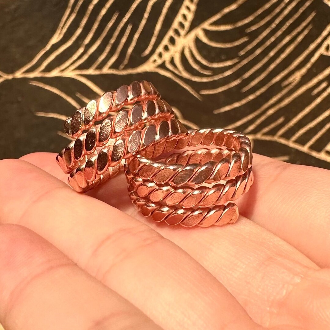 Tensor Rings Copper Spiral Wrap Copper Tensor Ring - Hand Hammered - Healing Jewellery ...