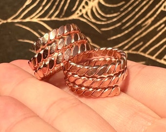 Spiral Wrap Copper Tensor Ring - Hand Hammered - Healing Jewellery - Enhance Vitality & Energy Flow - Anti-Inflammatory - Pain Relief