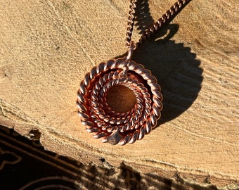 Eternal Vortex Synergising Trio Pendant  - Royal Cubit 144Mhz, Lost Cubit 177mhz, Empowerment Cubit 188Mhz - Pure Copper Tensor Rings