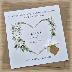 Handmade Son and Daughter in Law Wedding Card, Personalised, Son and Son in Law, Son and Wife, Son and Husband, Papercraft
