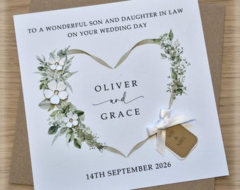 Handmade Son and Daughter in Law Wedding Card, Personalised, Son and Son in Law, Son and Wife, Son and Husband, Papercraft