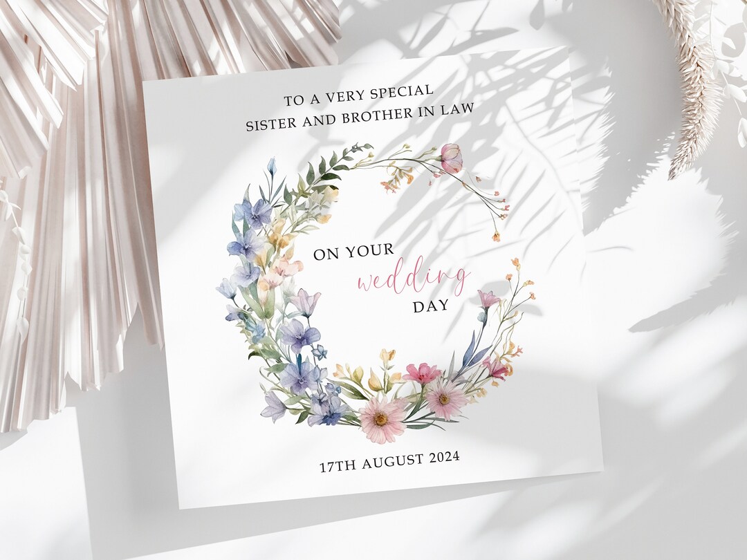 Sister and Brother in Law Wedding Card, Personalised, Sister and